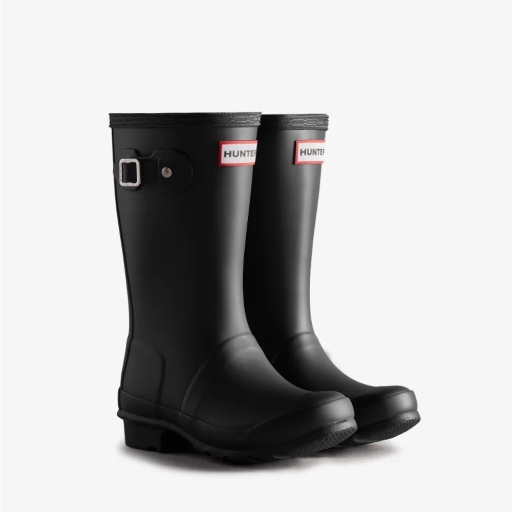 Hunter Matte Black Original Big Kids Rain Boots Size 13